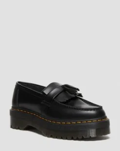 Adrian Quad-loafers i læder med platform og kvast in Sort