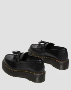 Adrian Quad-loafers i læder med platform og kvast in Sort