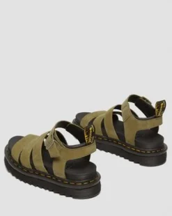 Blaire Tumbled Nubuck-sandaler in Muted Olive