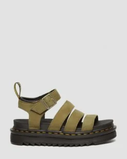 Blaire Tumbled Nubuck-sandaler in Muted Olive