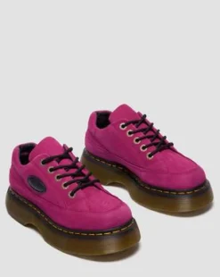BUZZ-SKO MED 5 SNØREHULLER I FRÆSET NUBUCK-LÆDER in Pink