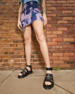 CLARISSA II LEATHER STRAP SANDALS in Sort