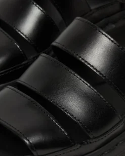 CLARISSA II LEATHER STRAP SANDALS in Sort
