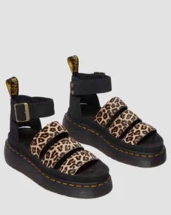 Clarissa Ii Quad-lædersandaler i leopardmønster med platform in Lysebrun
