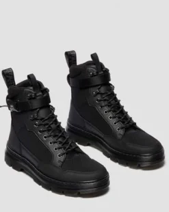 COMBS TECH MK.02 UTILITY-STØVLER I LÆDER & KANVAS in Sort