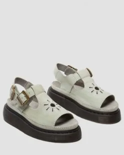 Dunnet Flower-sandaler i Buttersoft-læder in Salviegrøn