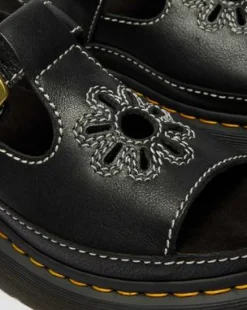 Dunnet Flower-sandaler i fuldkornet læder in Sort