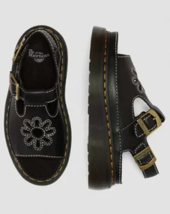 Dunnet Flower-sandaler i fuldkornet læder in Sort