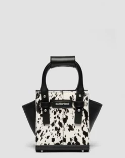 Ekstra lille Dalmatian Tote-taske i Hair On-læder in Cremefarvet & Sort