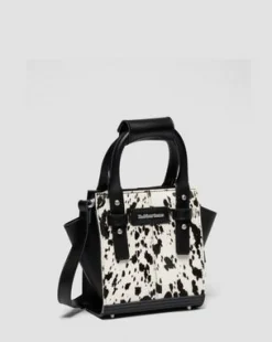 Ekstra lille Dalmatian Tote-taske i Hair On-læder in Cremefarvet & Sort