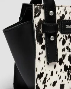Ekstra lille Dalmatian Tote-taske i Hair On-læder in Cremefarvet & Sort