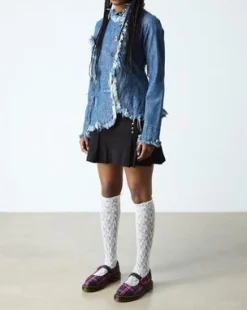 ELPHIE MARY JANE-SKO I TARTAN-MØNSTER in Sort & Pink Multi