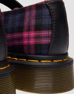 ELPHIE MARY JANE-SKO I TARTAN-MØNSTER in Sort & Pink Multi