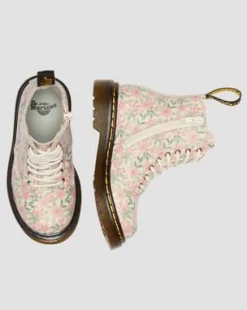 1460 Floral-læderstøvler til småbørn in Sky Hvid