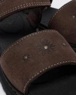 Flower Debossed-sandaler i nubuck-læder med rem - Baby in Mørkebrun