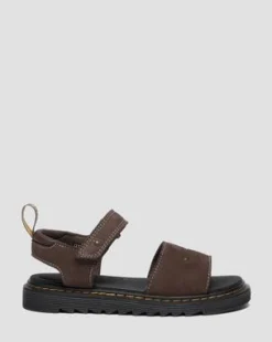 Flower Debossed-sandaler i nubuck-læder med rem - Baby in Mørkebrun