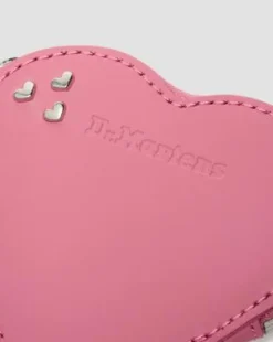 Hjerteformet nøgleringspung i læder in Dm's Rosa