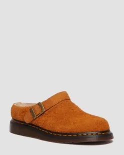 Isham-mules i ruskind med imiteret fårepelsforing in Pecan Brown