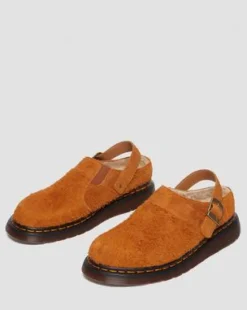 Isham-mules i ruskind med imiteret fårepelsforing in Pecan Brown