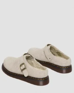 Isham-mules i ruskind med imiteret fårepelsforing in Vintage Taupe