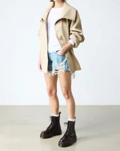 JADON ARCADIA LEATHER PLATFORM BOOTS in Kirsebærrød