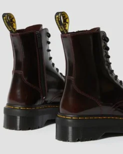 JADON ARCADIA LEATHER PLATFORM BOOTS in Kirsebærrød