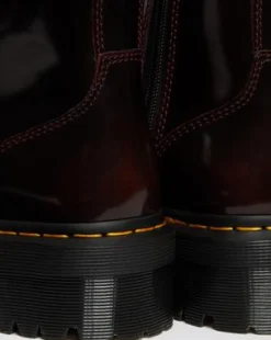 JADON ARCADIA LEATHER PLATFORM BOOTS in Kirsebærrød