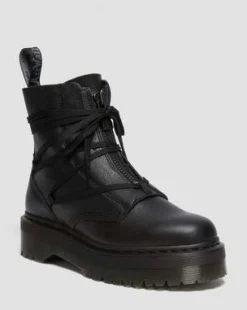 Jarrick II Mono Laced Leather Platform Boots in Black
