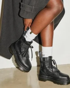 Jarrick II Mono Laced Leather Platform Boots in Black