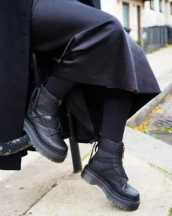 Jarrick II Mono Laced Leather Platform Boots in Black
