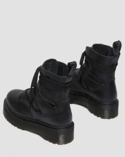 Jarrick II Mono Laced Leather Platform Boots in Black