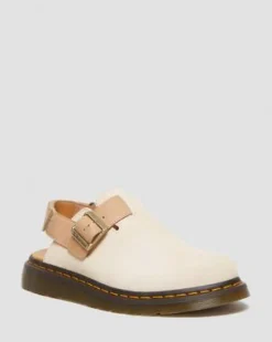 Jorge II Slingback-mules i ruskind og læder med remme in Pergament Beige
