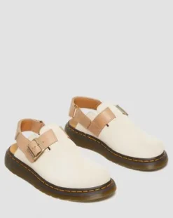 Jorge II Slingback-mules i ruskind og læder med remme in Pergament Beige