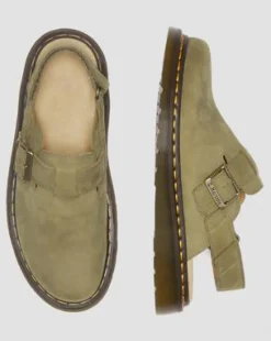 Jorge II Slingback-mules i Tumbled Nubuck-læder in Muted Olive