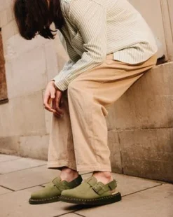 Jorge II Slingback-mules i Tumbled Nubuck-læder in Muted Olive