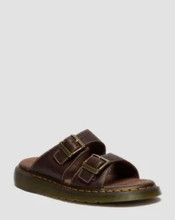 Josef Slide-sandaler i Grizzly-læder in Mørkebrun