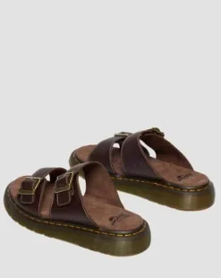 Josef Slide-sandaler i Grizzly-læder in Mørkebrun