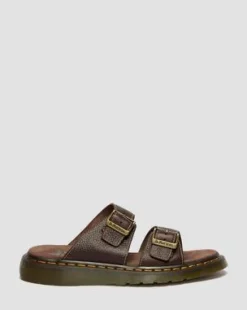 Josef Slide-sandaler i Grizzly-læder in Mørkebrun