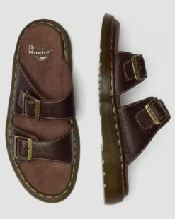 Josef Slide-sandaler i Grizzly-læder in Mørkebrun