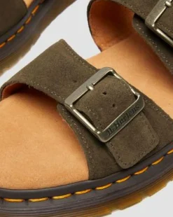 Josef Slide-sandaler i ruskind in Olivenfarvet Grøn