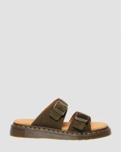 Josef Slide-sandaler i ruskind in Olivenfarvet Grøn