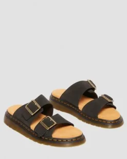 Josef Slide-sandaler i ruskind in Sort