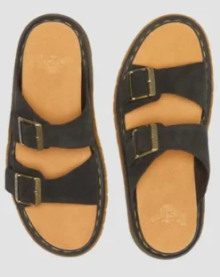 Josef Slide-sandaler i ruskind in Sort