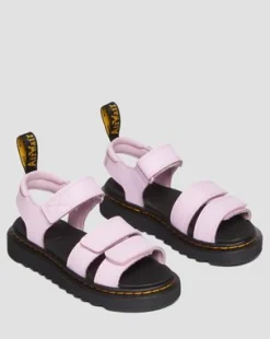 Junior Klaire-sandaler i Athena-læder med velcrorem in Lys Pink