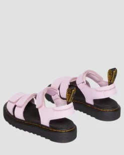 Junior Klaire-sandaler i Athena-læder med velcrorem in Lys Pink