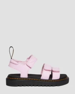 Junior Klaire-sandaler i Athena-læder med velcrorem in Lys Pink