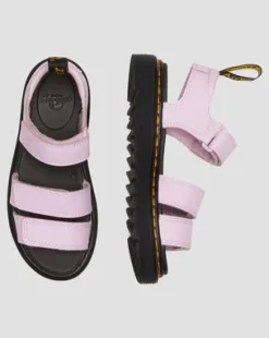 Junior Klaire-sandaler i Athena-læder med velcrorem in Lys Pink