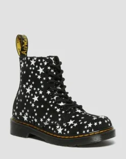 Junior 1460 Pascal Star Suede Lace Up Boots in Sort