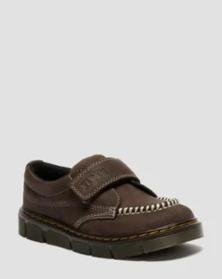 Junior - Raffe Tumbled Nubuck-sko med rem in Mørkebrun
