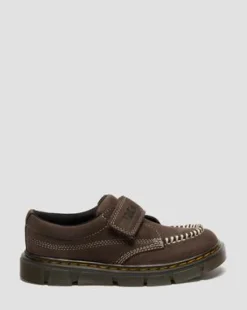 Junior - Raffe Tumbled Nubuck-sko med rem in Mørkebrun